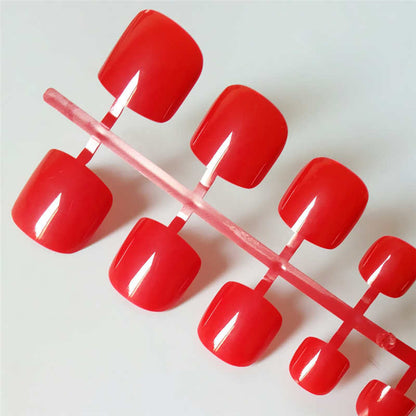 Bright green square acrylic fake toe nails, press-on nail set