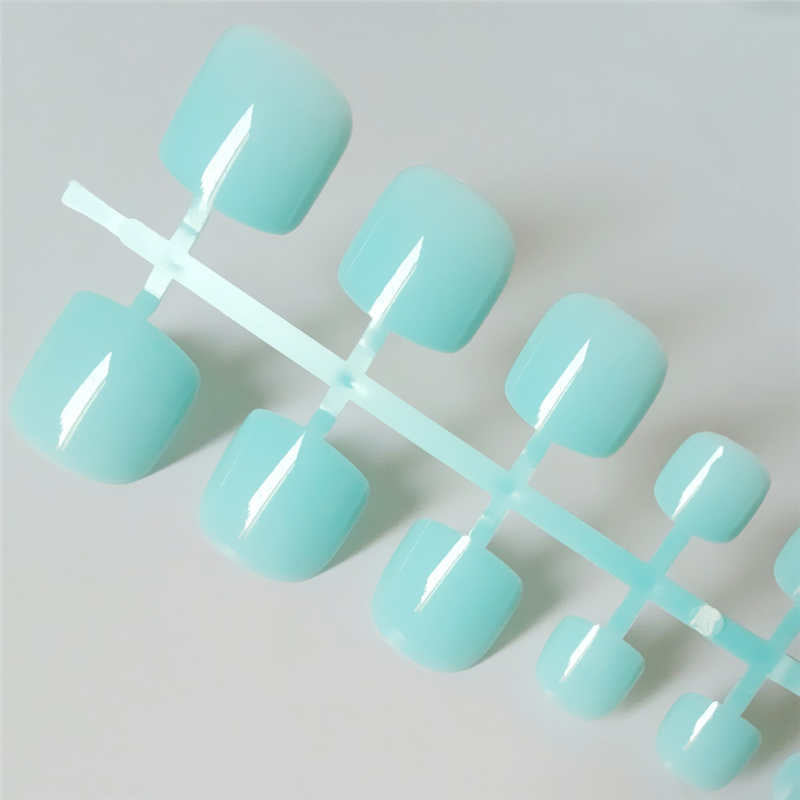 Bright green acrylic square fake toe nails, press-on pedicure nails by My Store