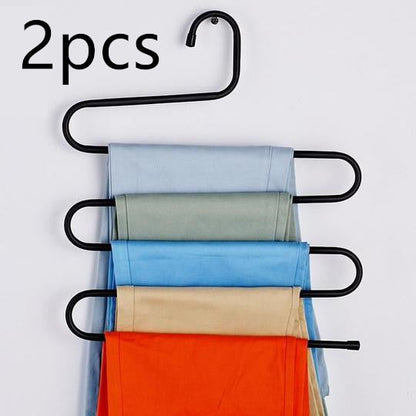Magic non-slip S-type home pants rack in a compact hanging design