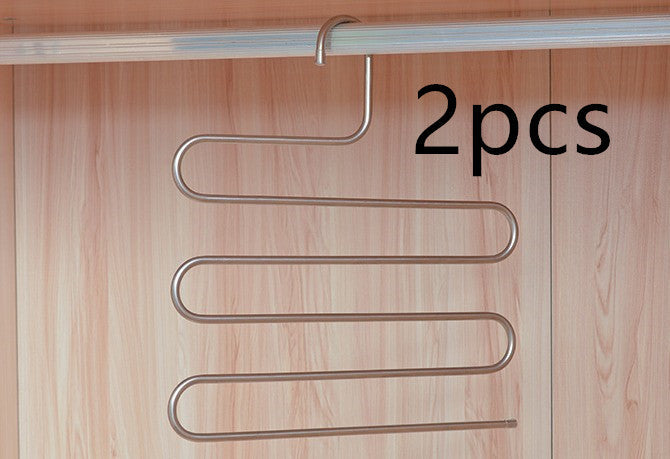 Magic non-slip S-type home pants rack in a compact metal design