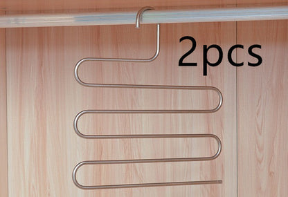Magic non-slip S-type home pants rack in a compact metal design