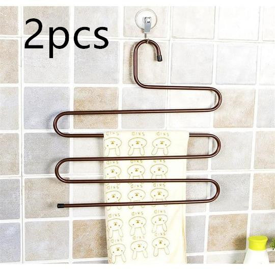 Magic non-slip S-type home pants rack in durable metal design_久久爱