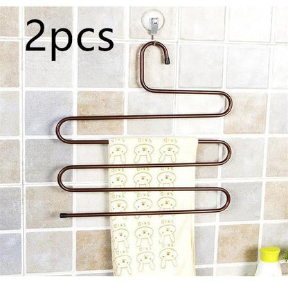 Magic non-slip S-type home pants rack in durable metal design_久久爱