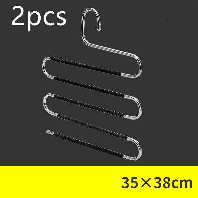 Magic non-slip S-type home pants rack hanger, white plastic design for organizing trousers