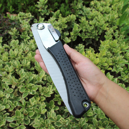 Camping outdoor garden fruit tree hacksaw gardening tool with serrated blade and ergonomic handle
