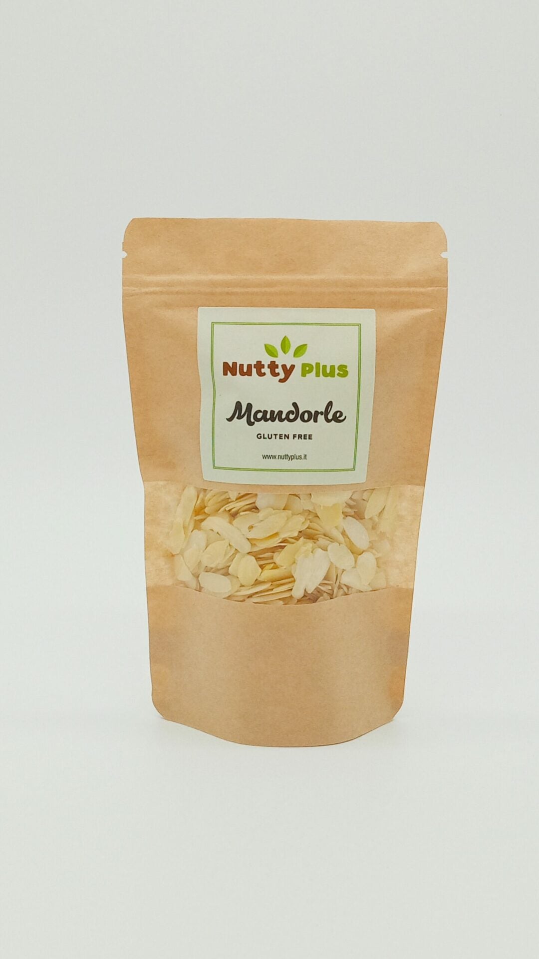 Sliced Sicilian almonds from NuttyPlus, natural dried fruit, perfect for desserts and recipes, shown in a close-up image.