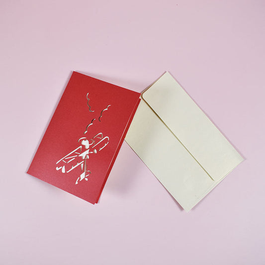 Children's handmade aircraft 3D greeting card with colorful airplane design