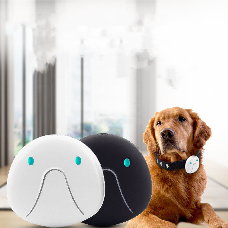 Waterproof smart mini pet tracker attached to a dog collar for location tracking and anti-loss protection