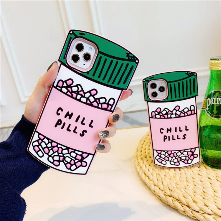 Personalized creative pill silicone iPhone case compatible with Apple, featuring a colorful pill design