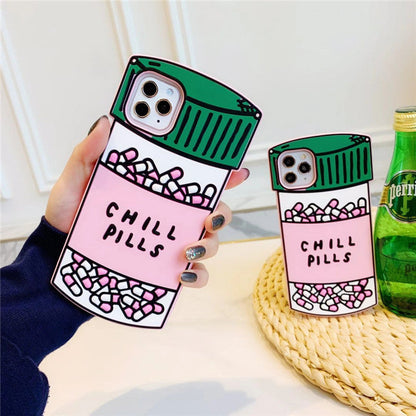 Personalized creative pill silicone iPhone case compatible with Apple, featuring a colorful pill design
