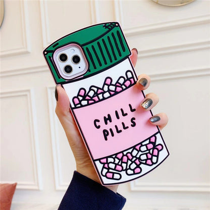 Personalized creative pill silicone iPhone case compatible with Apple, shown in a protective design