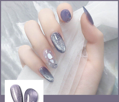 Milk tea crystal stone cat eye nail polish bottle in a soft neutral shade