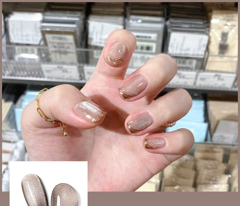 Milk tea crystal stone cat eye nail polish bottle by My Store