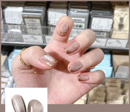 Milk tea crystal stone cat eye nail polish bottle by My Store