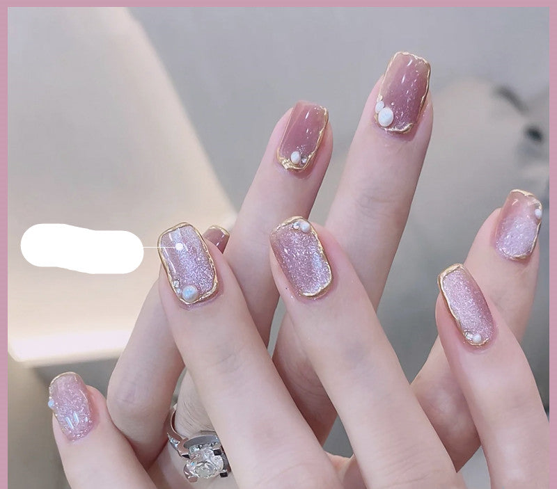 Milk tea crystal stone cat eye nail polish bottle with shimmering magnetic finish
