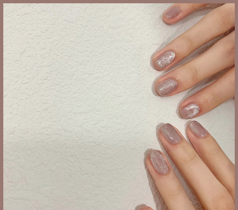 Milk tea crystal stone cat eye nail polish bottle with shimmering beige polish by My Store