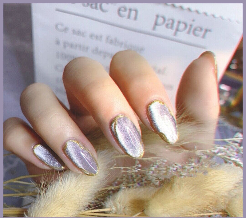 Milk Tea Crystal Stone Cat Eye Nail Polish bottle with shimmering magnetic effect nude beige color