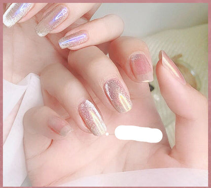 Milk Tea crystal stone cat eye nail polish bottle with shimmering beige finish