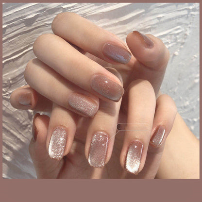 Milk Tea Crystal Stone Cat Eye Nail Polish bottle by My Store