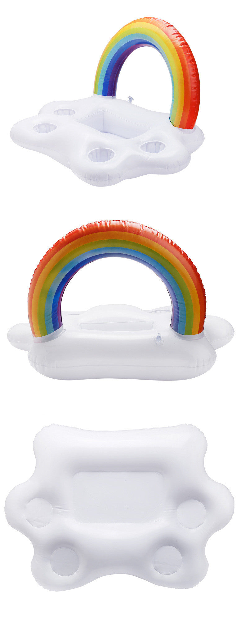 Water inflatable rainbow toy cup holder floating on water