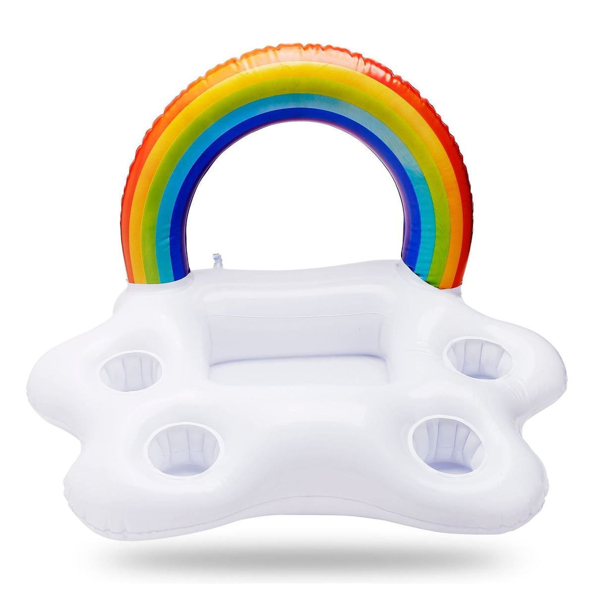 Inflatable rainbow water toy cup holder floating on water