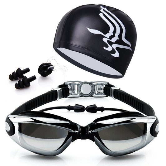 HD waterproof anti-fog swimming goggles set with adjustable strap and clear lenses, My Store