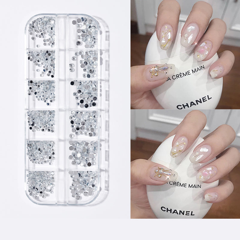 Pearl butterfly nail patches with delicate nail art jewelry accents set