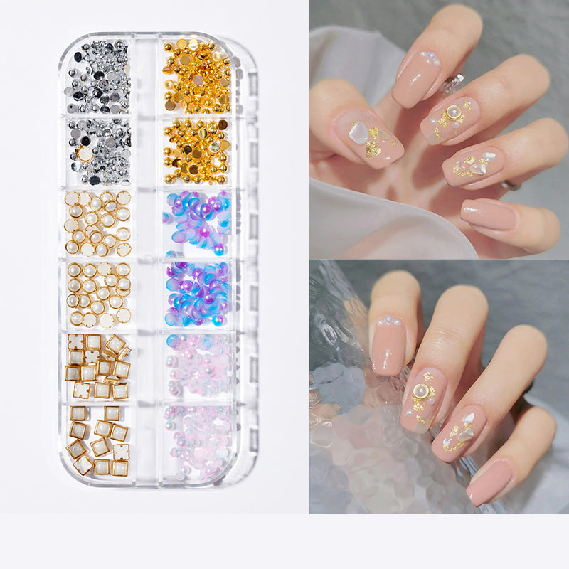 Pearl butterfly nail patch nail art jewelry set with delicate butterfly designs for decorative manicures