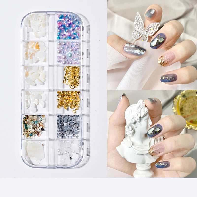Pearl butterfly nail patch nail art jewelry set with delicate butterfly designs for manicures