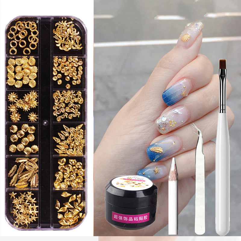 Metal rhinestone nail rivets in a mixed box for decorative nail art