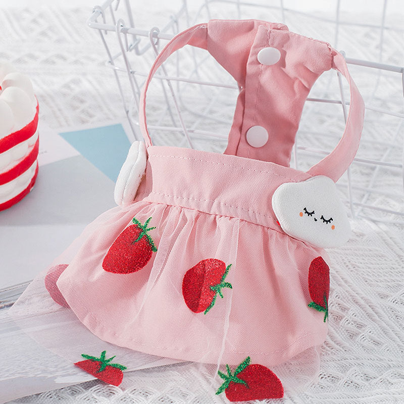 Strawberry Princess dress for dog, thin sweet design in pink with strawberry details
