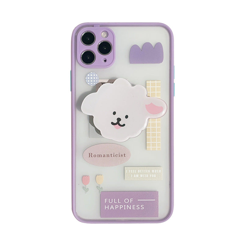 Compatible with Apple mobile phone case with bracket and frosted painted finish
