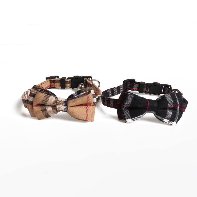 Simple canvas plaid pet collar, adjustable design with a classic checkered pattern
