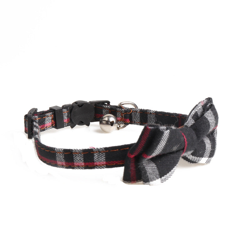 Plaid canvas pet collar with simple fashion design, adjustable buckle, and classic pattern