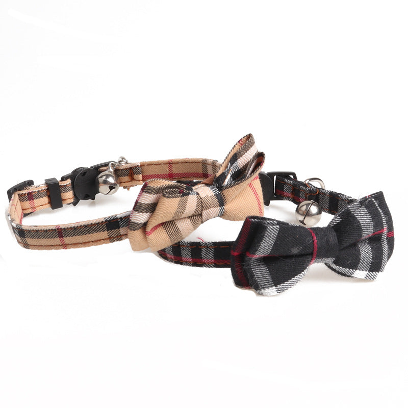 Simple canvas plaid pet collar from Fashion, adjustable design close-up