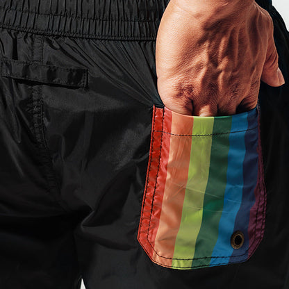 Rainbow beach shorts, loose-fit sports swimming shorts for seaside vacations