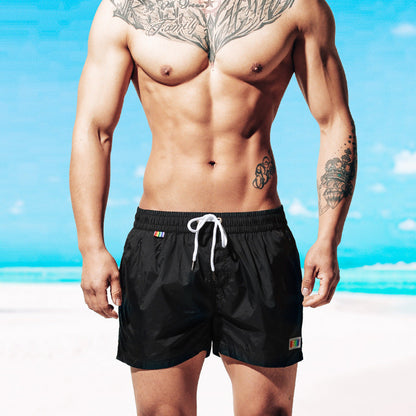 Rainbow beach shorts, loose-fit sports swimming shorts for seaside vacations