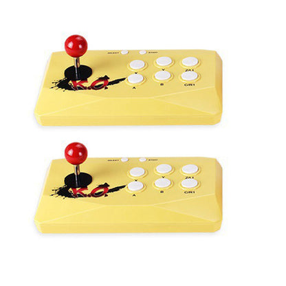 Split wireless high-definition home game console with two controllers, black design and console accessories