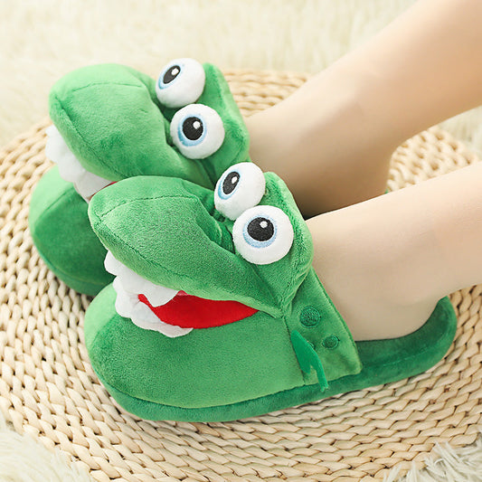 Cotton mouth-moving plush indoor slippers with cute funny design, soft bottoms, and winter styling for couples