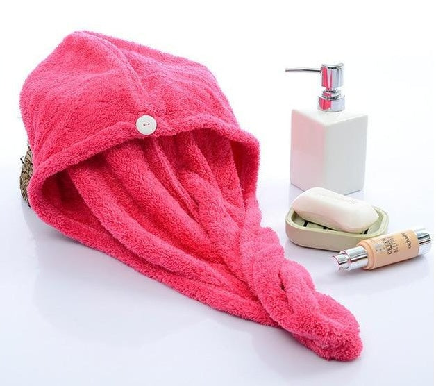 Women's absorbent hair dryer cap towel for drying hair after washing