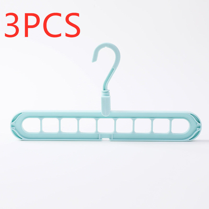 9-hole clothes hanger organizer, space-saving hanger in white plastic for hanging multiple garments vertically