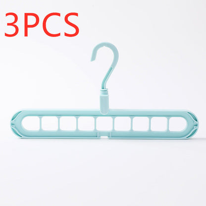 9-hole clothes hanger organizer, space-saving hanger in white plastic for hanging multiple garments vertically
