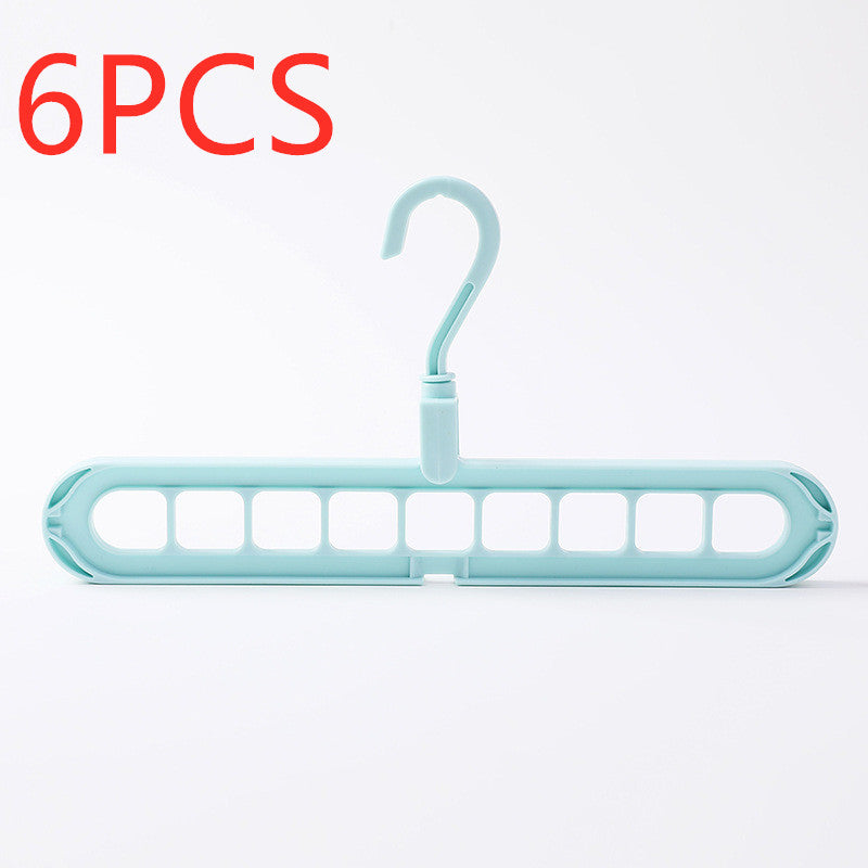 9-hole space-saving clothes hanger organizer rack in white plastic