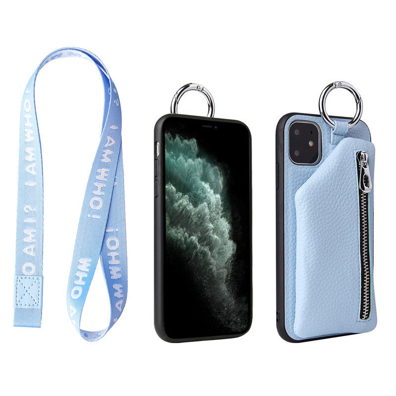 PU leather crossbody coin purse phone case with neck lanyard for Apple iPhone XR, X, XS, 12 Pro, 11 Pro Max, 7, 8 Plus, SE