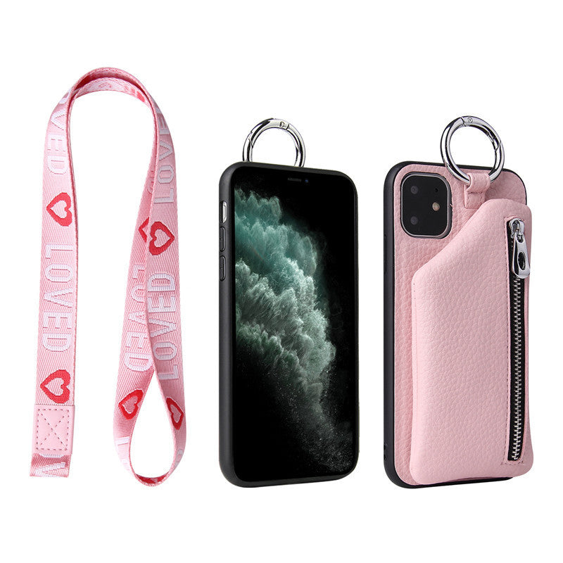 PU leather crossbody phone case with coin purse, strap and lanyard for Apple iPhone XR, X, XS, 12 Pro, 11 Pro Max, 7, 8 Plus, SE