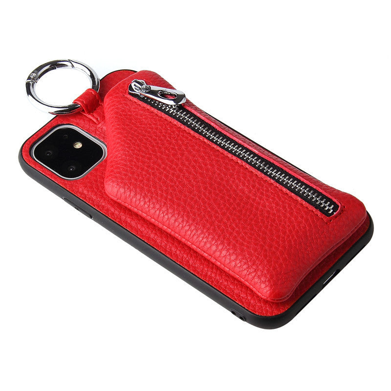 Apple-compatible PU leather coin purse phone case with crossbody strap for iPhone XR, X, XS, 12 Pro, 11 Pro Max, 7, 8 Plus, SE