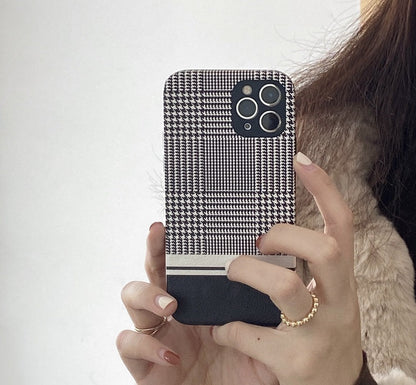 Black houndstooth iPhone 11 phone case compatible with Apple