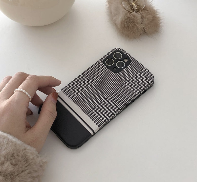 Black houndstooth iPhone 11 phone case compatible with Apple