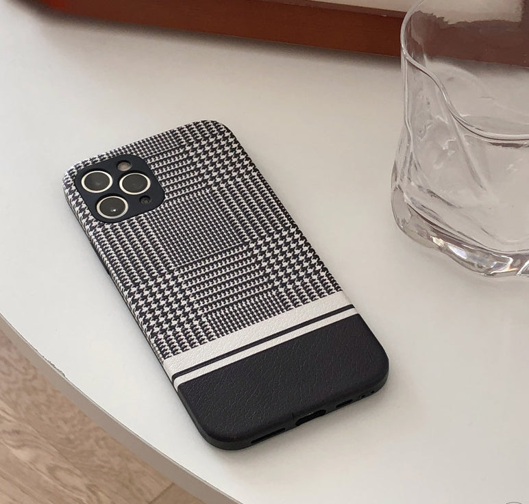 Black houndstooth iPhone 11 phone case compatible with Apple