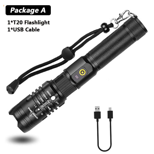 Super bright zoomable USB rechargeable electric torch with 5 modes for outdoor fishing and waterproof use